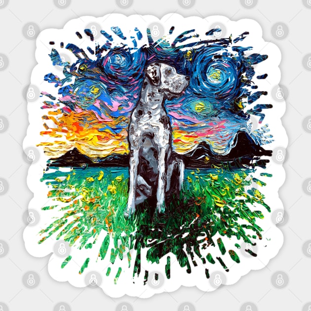 Merle Great Dane Night (splash version) Sticker by sagittariusgallery